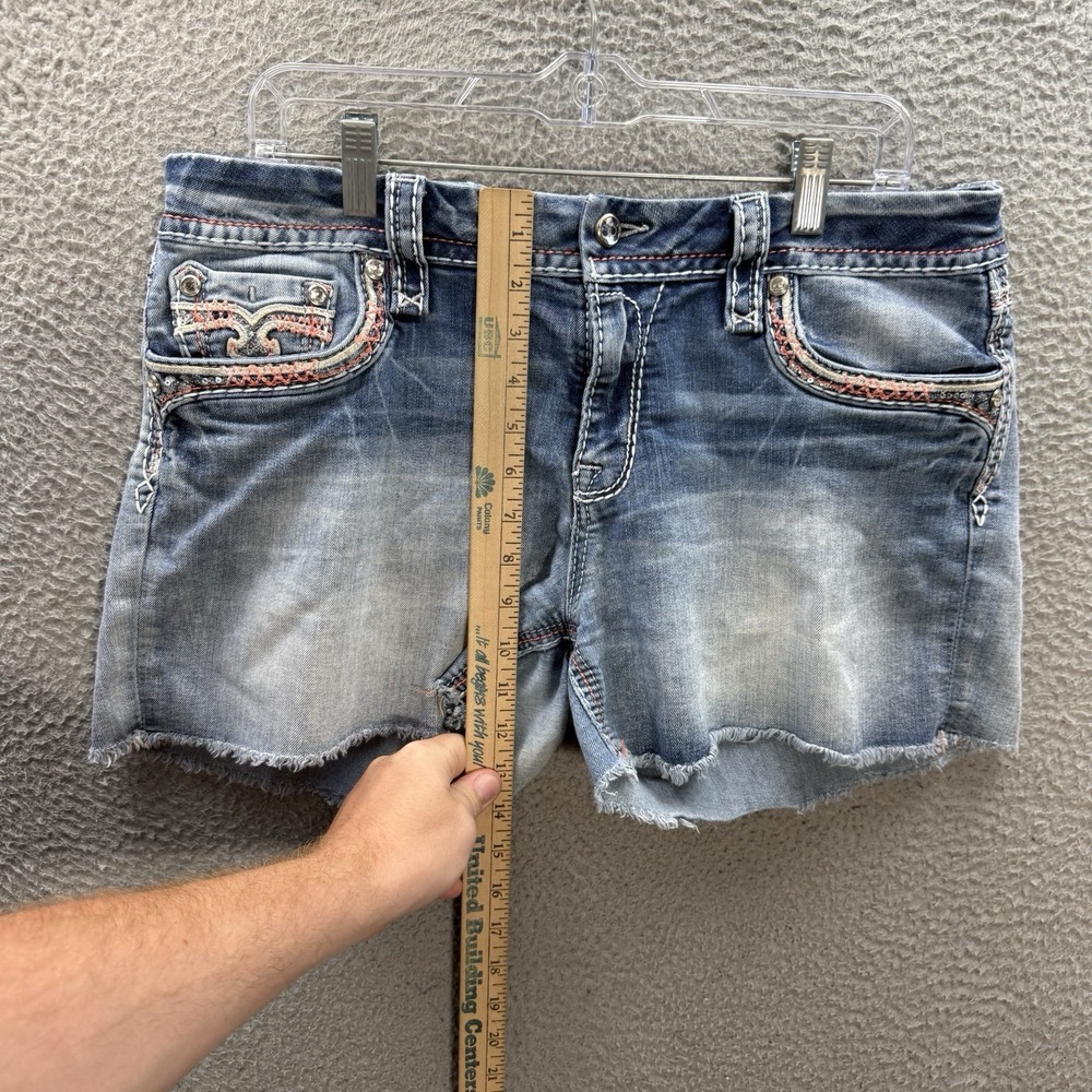 Rock Revival Shorts Womens 32 Blue Clair Easy Short Thick Stitch Distressed - Picture 6 of 13